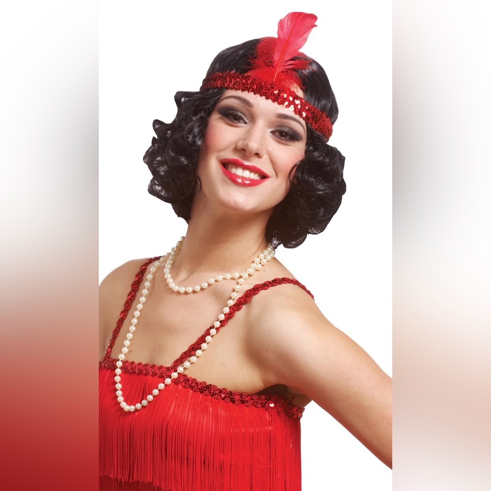 Halloween Costume New Curley Flapper Wig Black